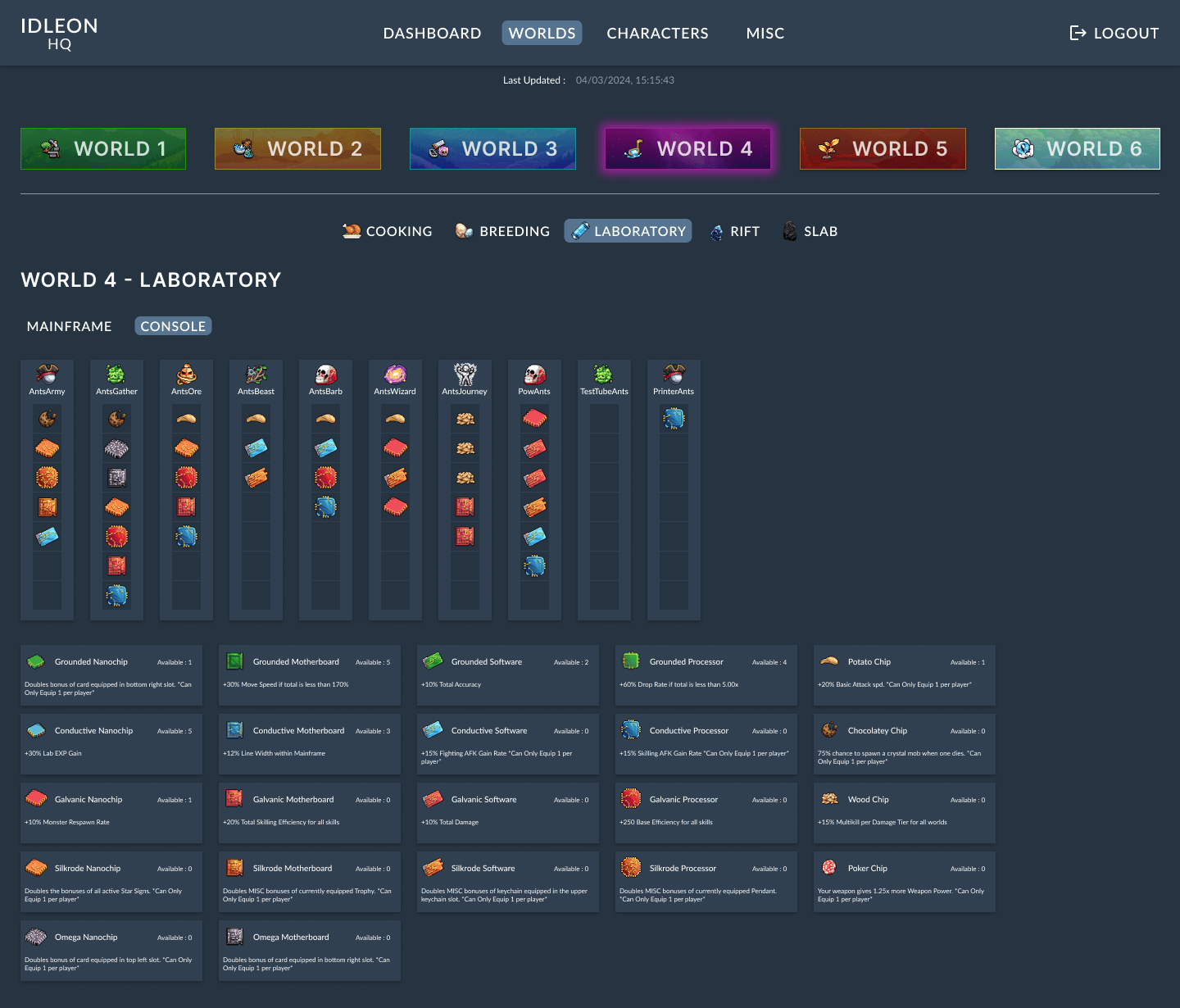 Design frame of the lab console skill for world 4